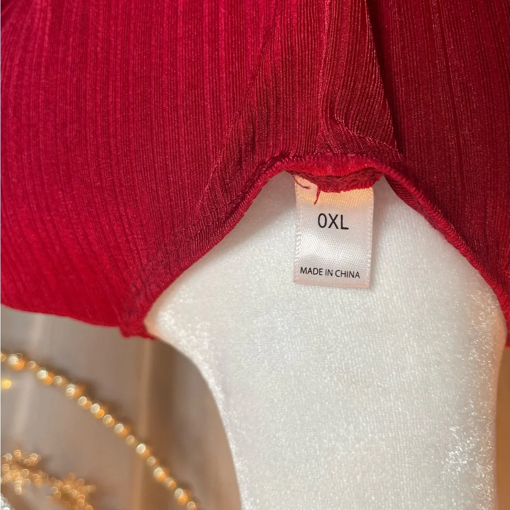 Vibrant Red Rib Textured Dress - Picture 6 of 6